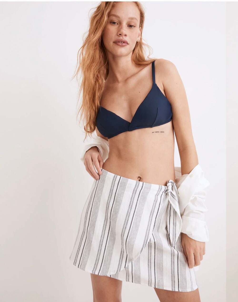 Madewell Cover-Up Wrap Skirt in Stripe size M